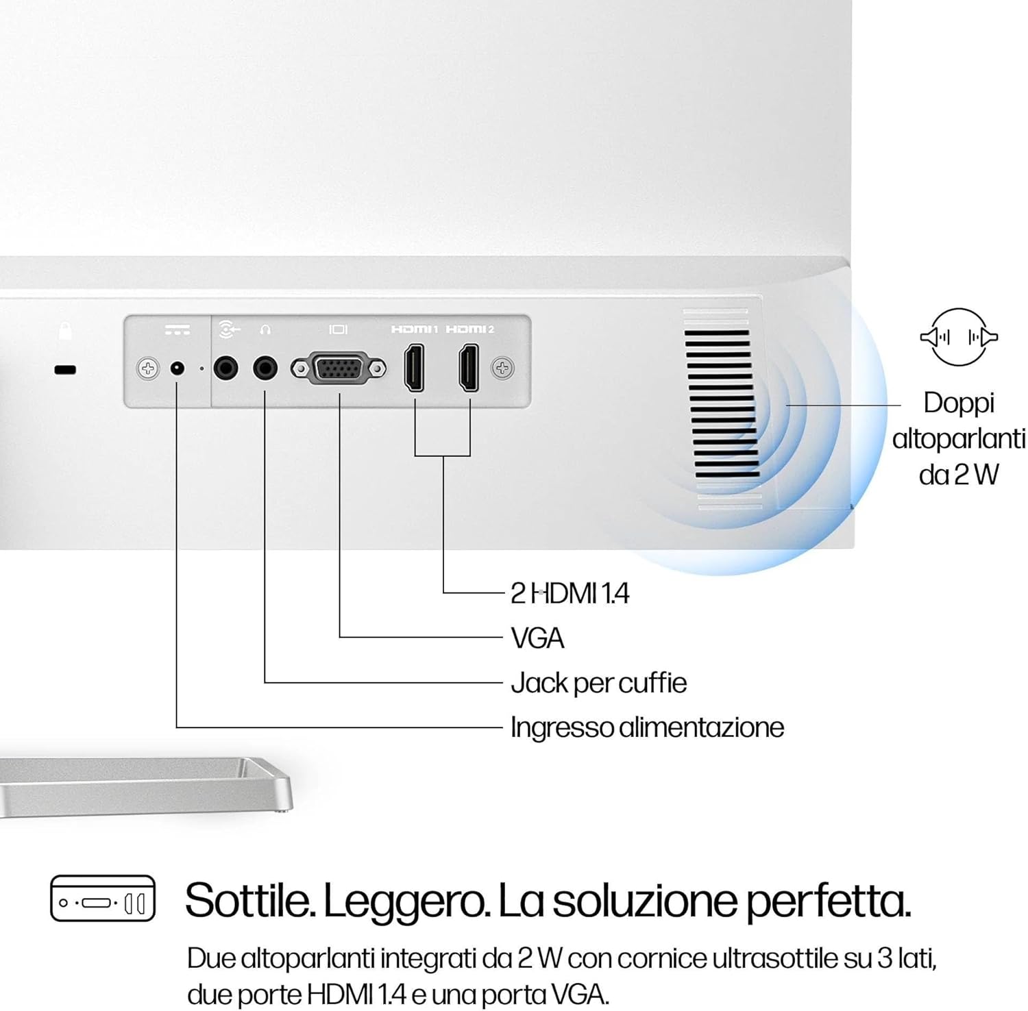 Detalle de HP 527sa Monitor da 27" IPS Full HD con casse integrate – bianco