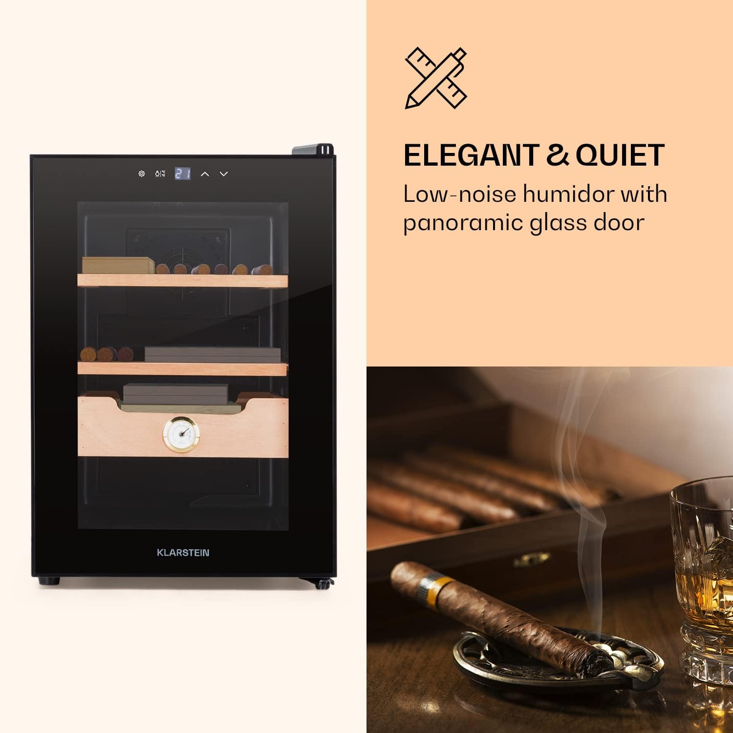 Detalle de Klarstein El Presidente HEA-Presidente40-Blk Cigar Humidor, 37 Litre