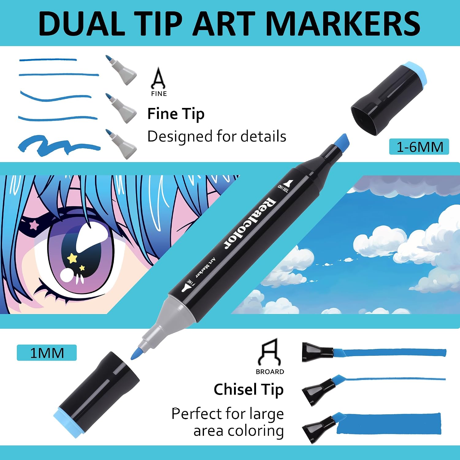 Thumbnail 1 de Realcolor 168 Alcohol Markers Set: Dual Tip Art Markers for Drawing, Sketching and Crafting
