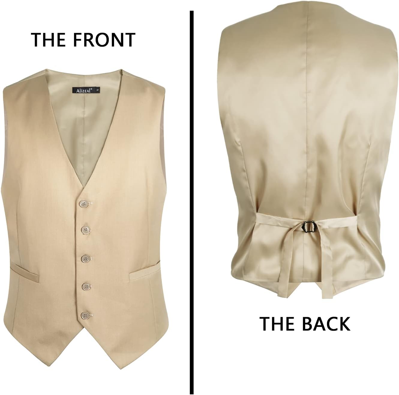 Thumbnail 2 de Alizeal Men’s Classic Solid Colour Business Suit Vest (Regular Fit) – Tuxedo Waistcoat