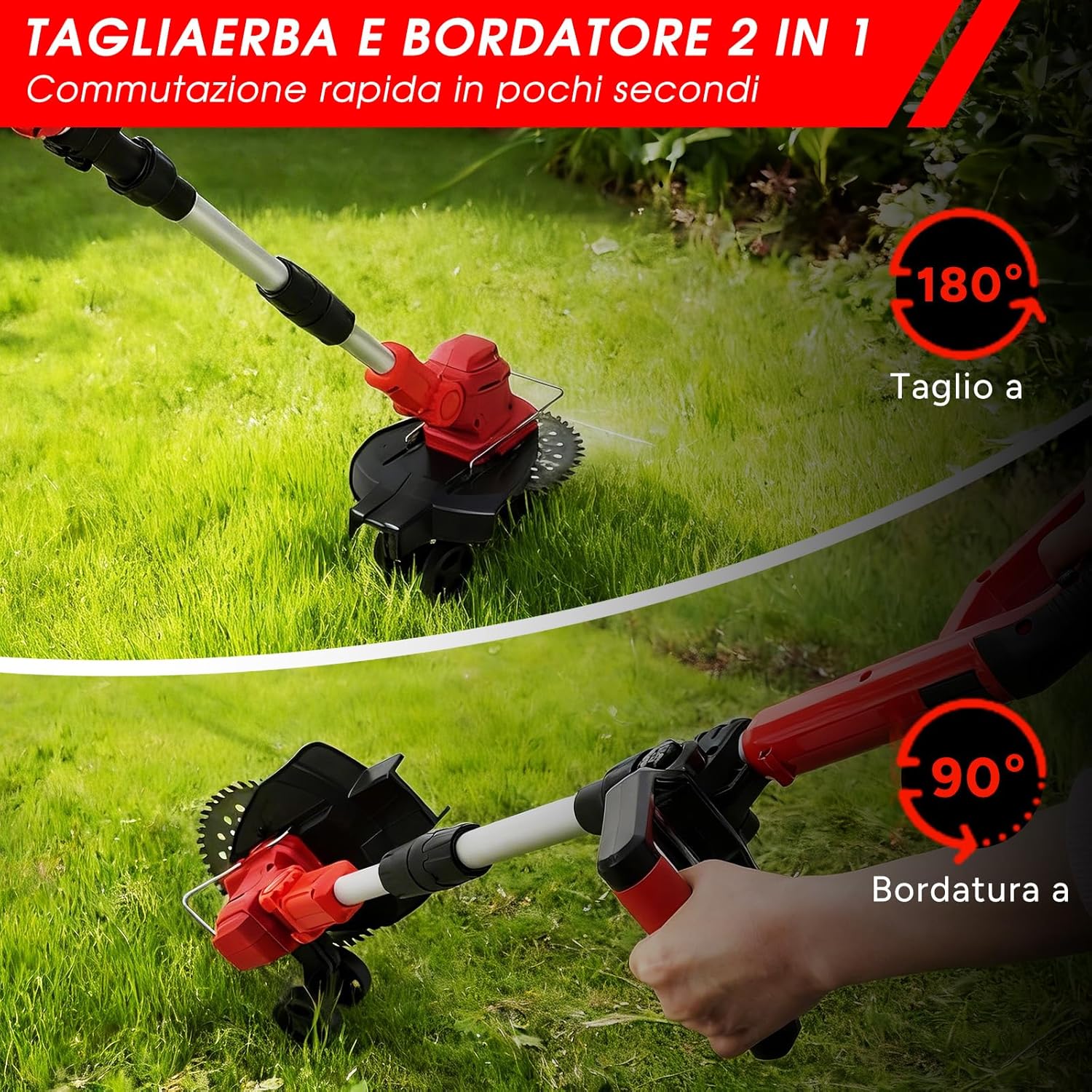 Detalle 2 de OUTIGO Tosaerba a batteria 3 in 1: rifinitura bordi, taglio prato e accessibilità a 1 batteria da 21 V (4 Ah)