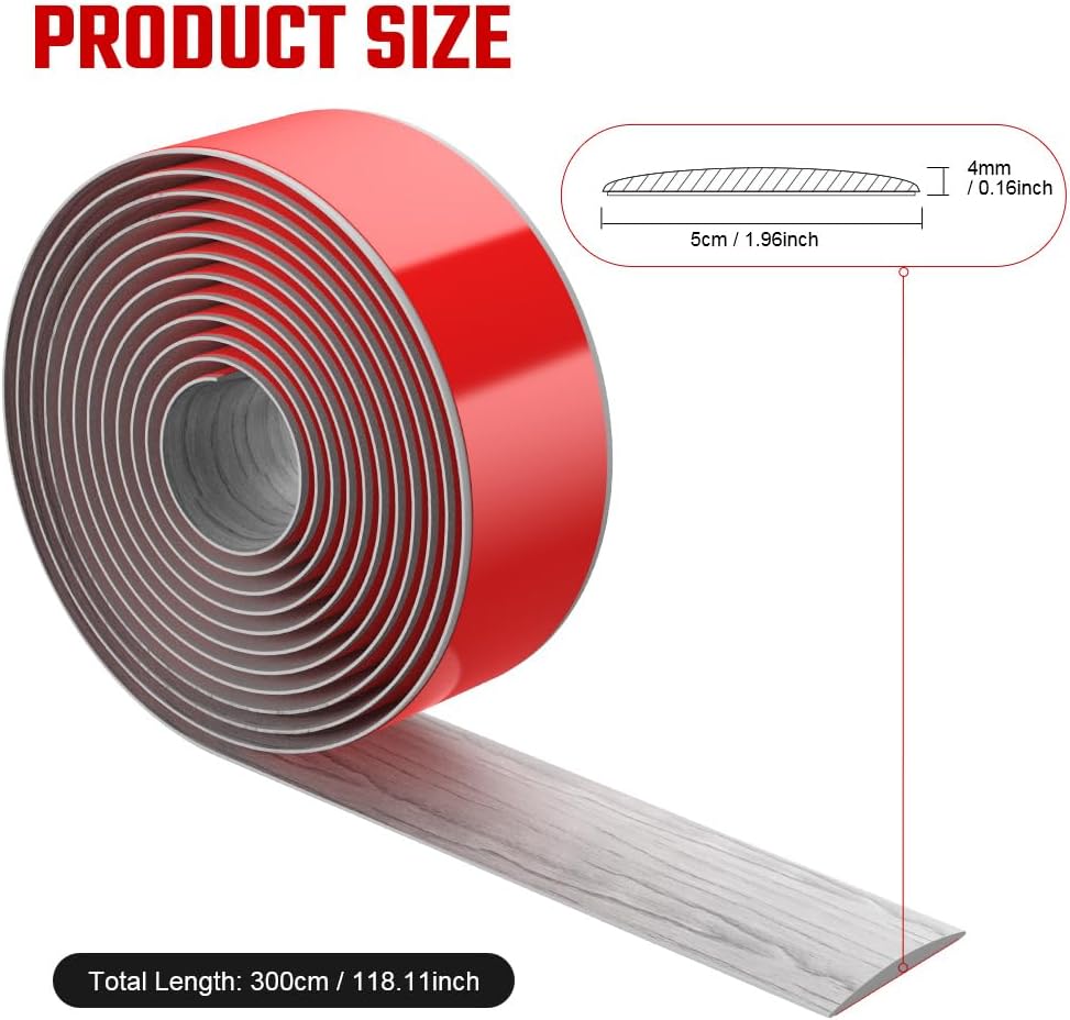 Thumbnail 1 de Flintronic 3M Laminate Flooring Threshold Transition Strip – 5cm PVC Self-Adhesive Door Strip