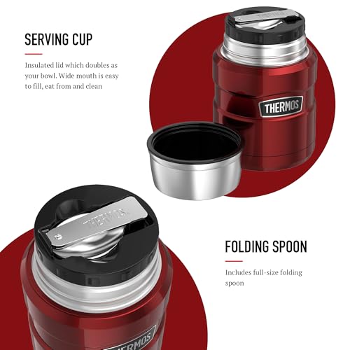 Thumbnail 3 de Thermos Stainless King Cranberry Red Food Flask (470ml): Practical Daily Food Jar for Hot or Cold Meals