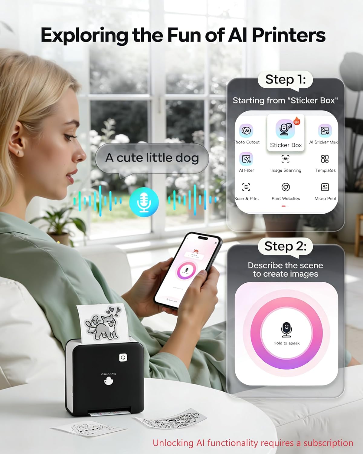 Thumbnail 5 de Phomemo M02 Pro : mini imprimante photo portable sans fil (300 dpi) avec rouleaux de papier pour étiquettes