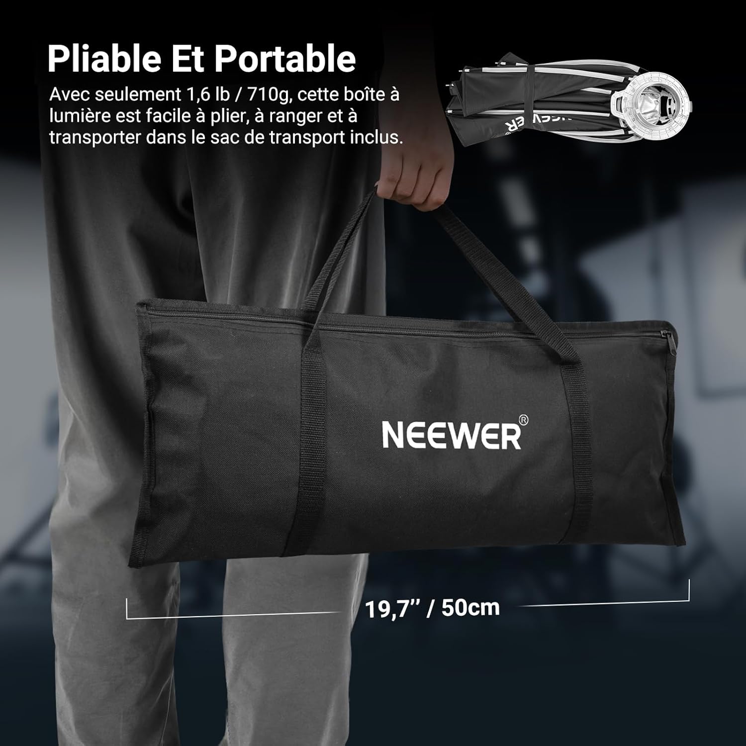 Thumbnail 6 de NEEWER Basics Boîte à lumière octogonale avec support Bowens (17,7 pouces) et kit de grille