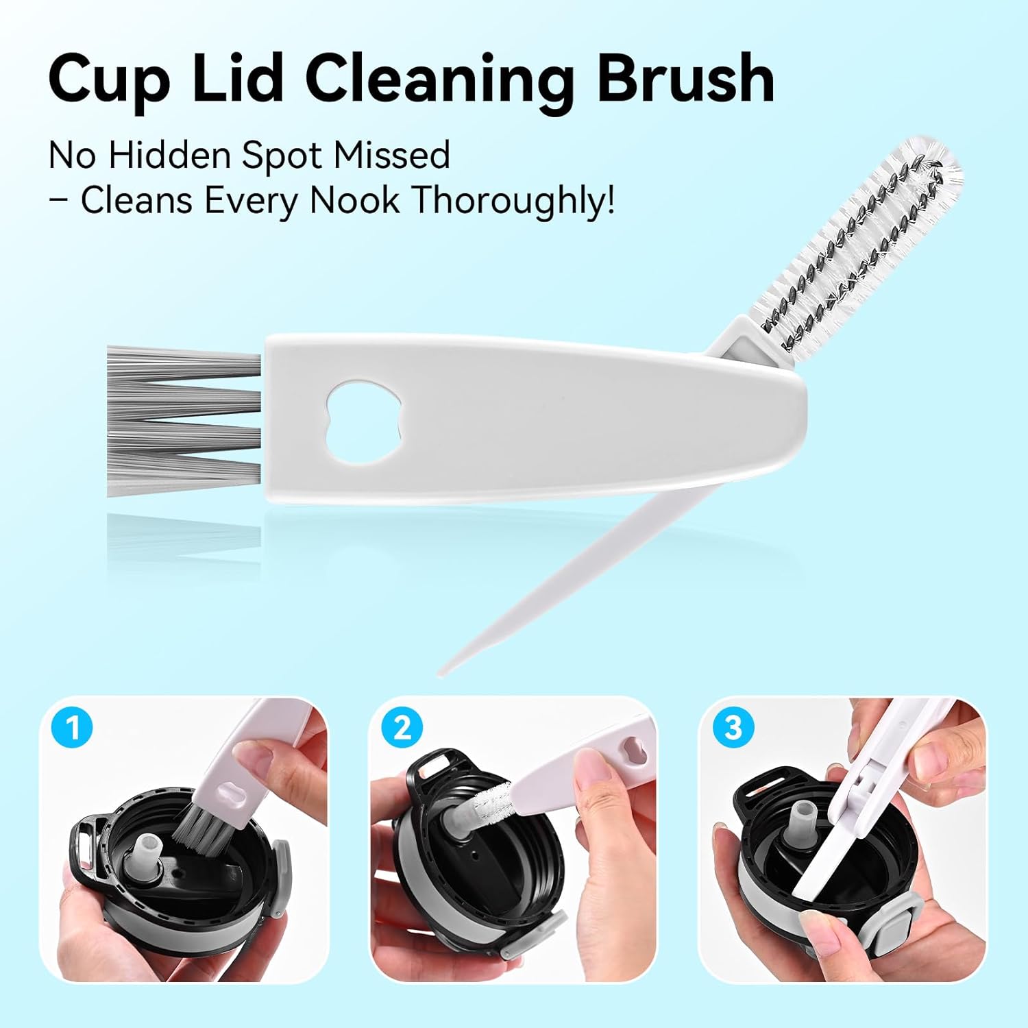 Thumbnail 4 de SLUXKE Bottle Brush Set with Straw Cleaner, 3-in-1 Cup Lid Cleaning Brush and Long-Handle Cleaning Kit