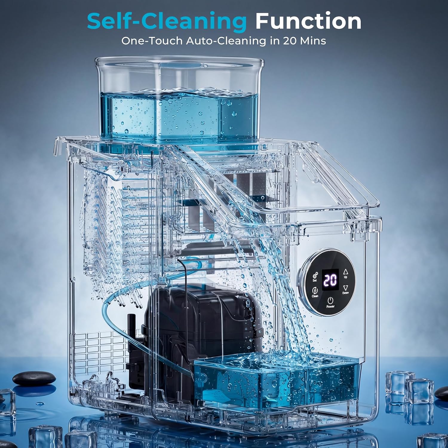 Thumbnail 3 de Electactic HZB-12F Countertop Ice Maker, Adjustable Square Ice, 26 lb Daily Output