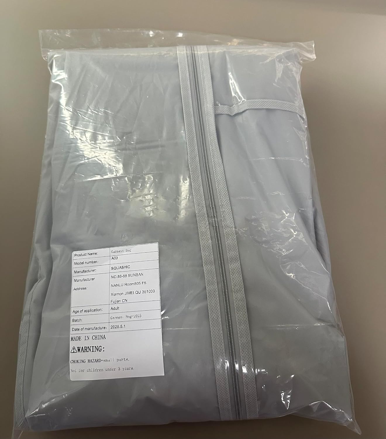 Detalle 2 de SQUASHIC Kleidersack 5er-Set 60×140 cm – mottensicher, mit Reißverschluss