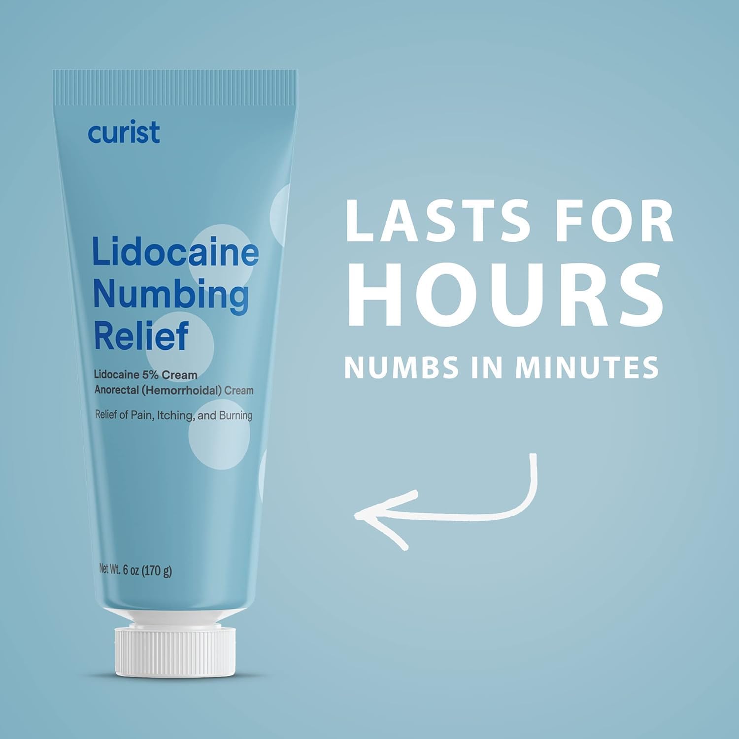 Detalle de Curist 5% Lidocaine Numbing Cream, 6 oz Tube for Hemorrhoid Discomfort