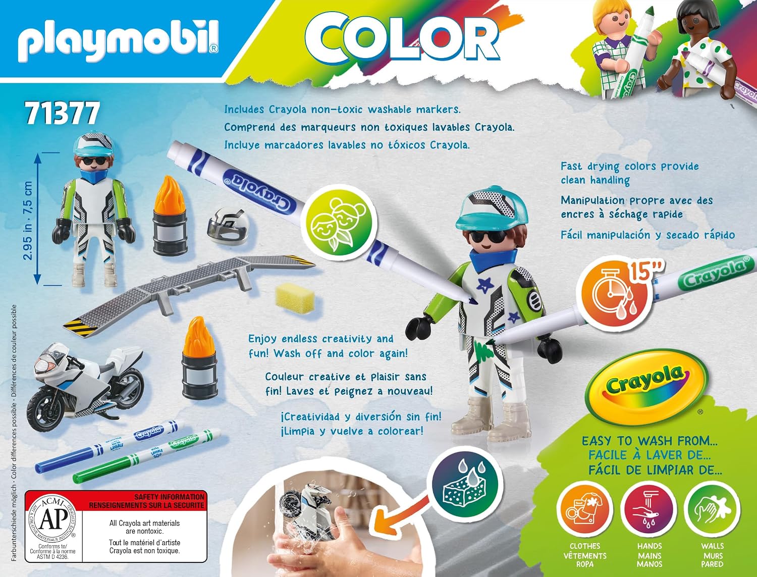 Thumbnail 6 de PLAYMOBIL Color 71377 Motocykl do kolorowania z rampą i zmywalnymi pisakami