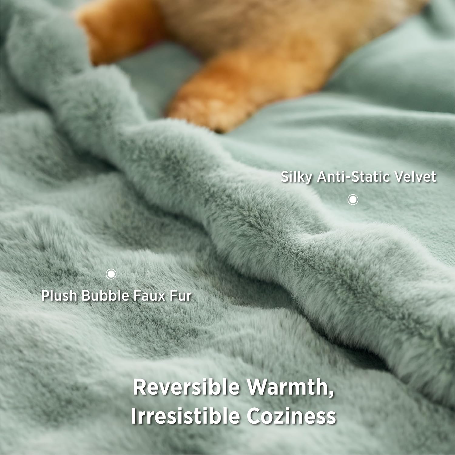 Detalle 2 de Bedsure Faux Fur Throw Blanket, 50" x 60