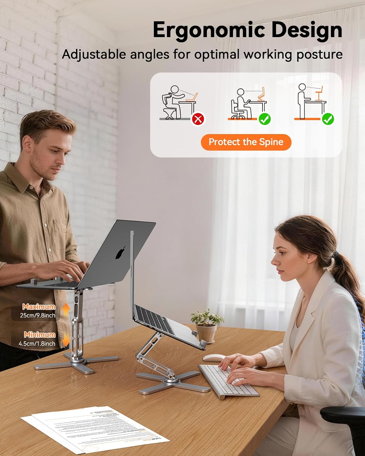 Detalle de TECKNET Laptop Stand for Desk – 360° Rotating Ergonomic Aluminium Riser