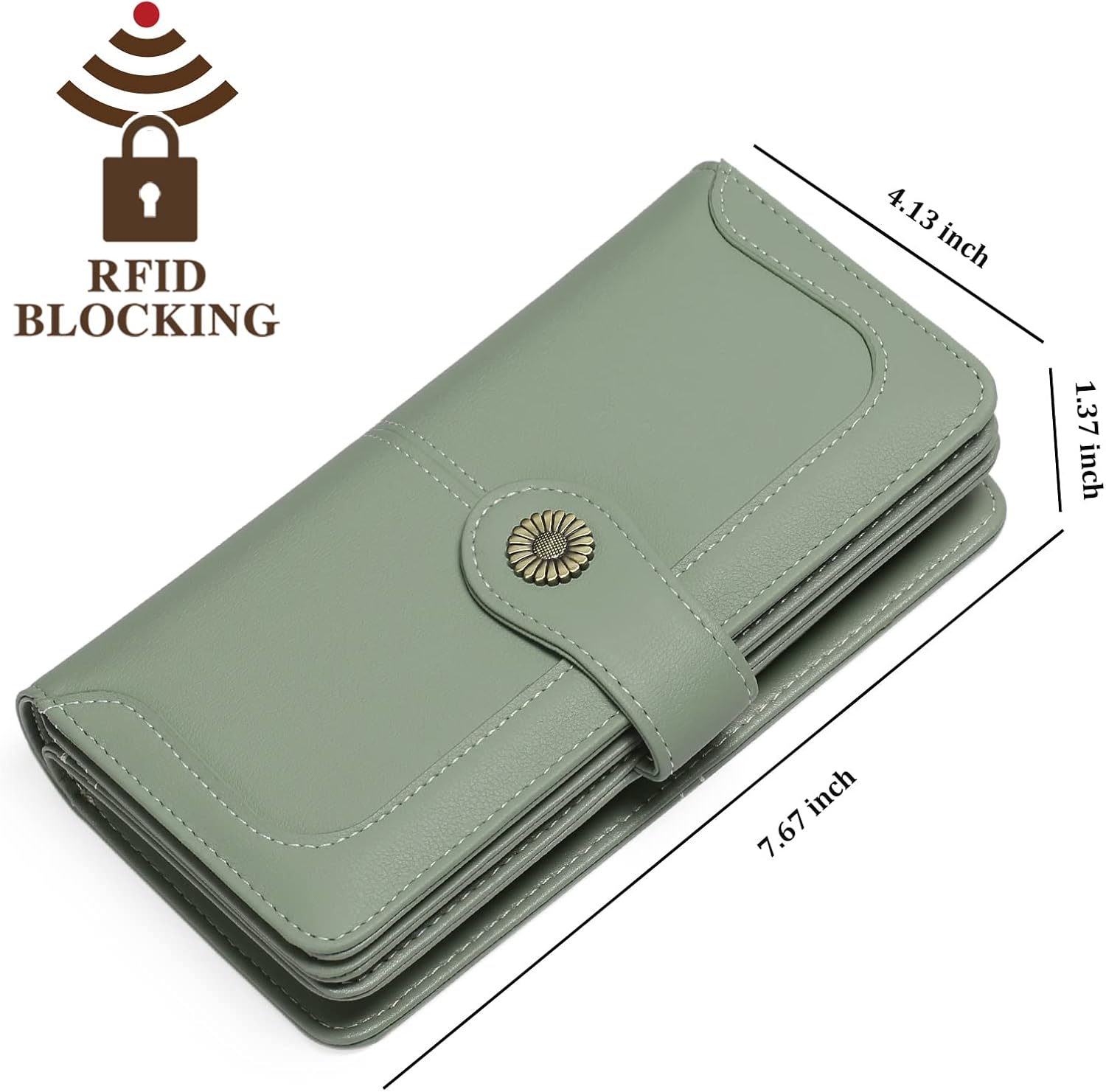 Thumbnail 3 de SENDEFN Genuine Leather Purses for Women – RFID Large Leather Wallet with Detachable Wrist Strap