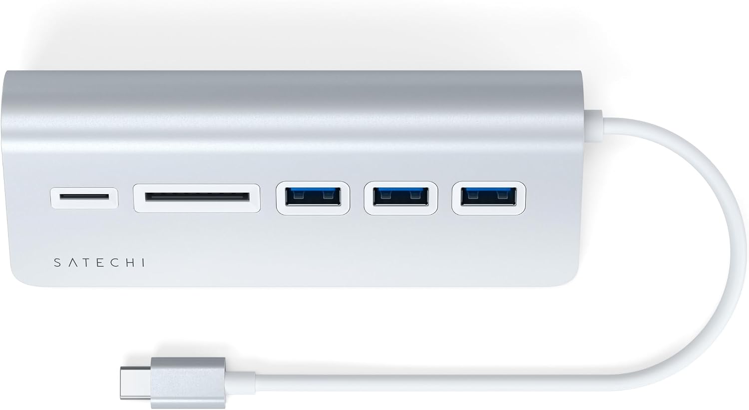 Detalle de SATECHI Hub USB-C 5 en 1 combo bureau en aluminium avec 3 ports USB-A (jusqu’à 5 Gbps) + lecteurs micro/SD