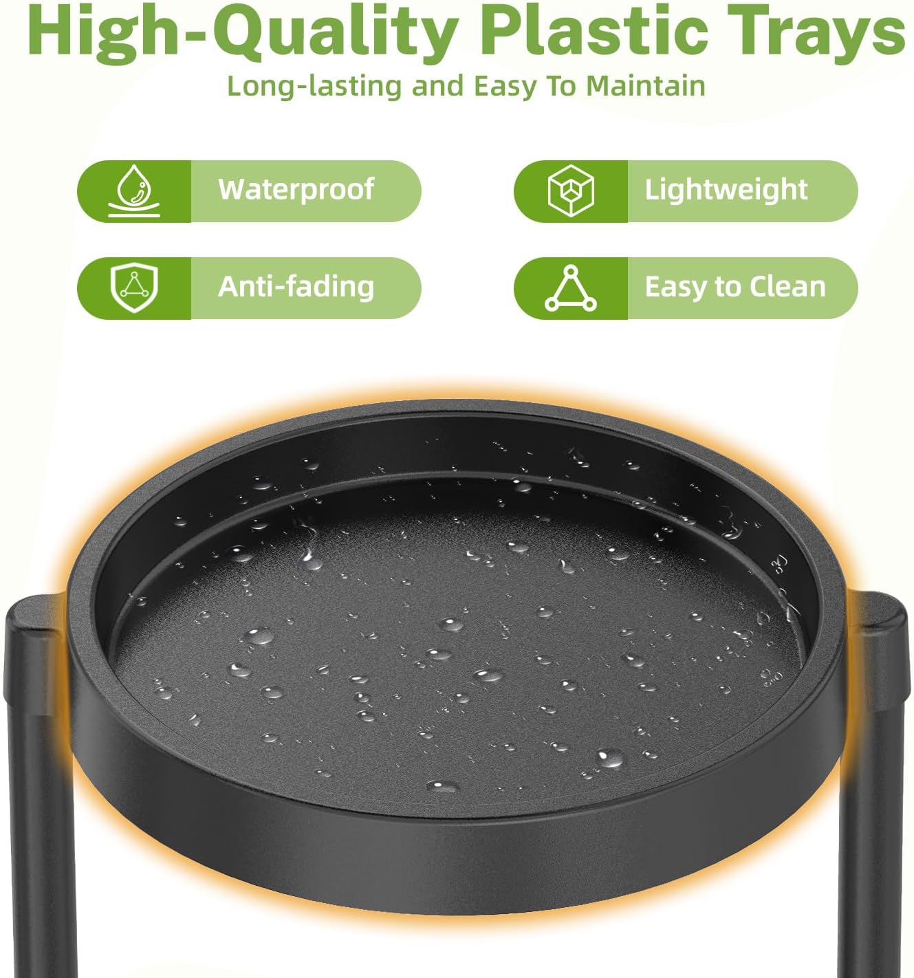 Detalle de iDavosic.ly 6-Tier Folding Plant Stand with Waterproof Plastic Trays, Black