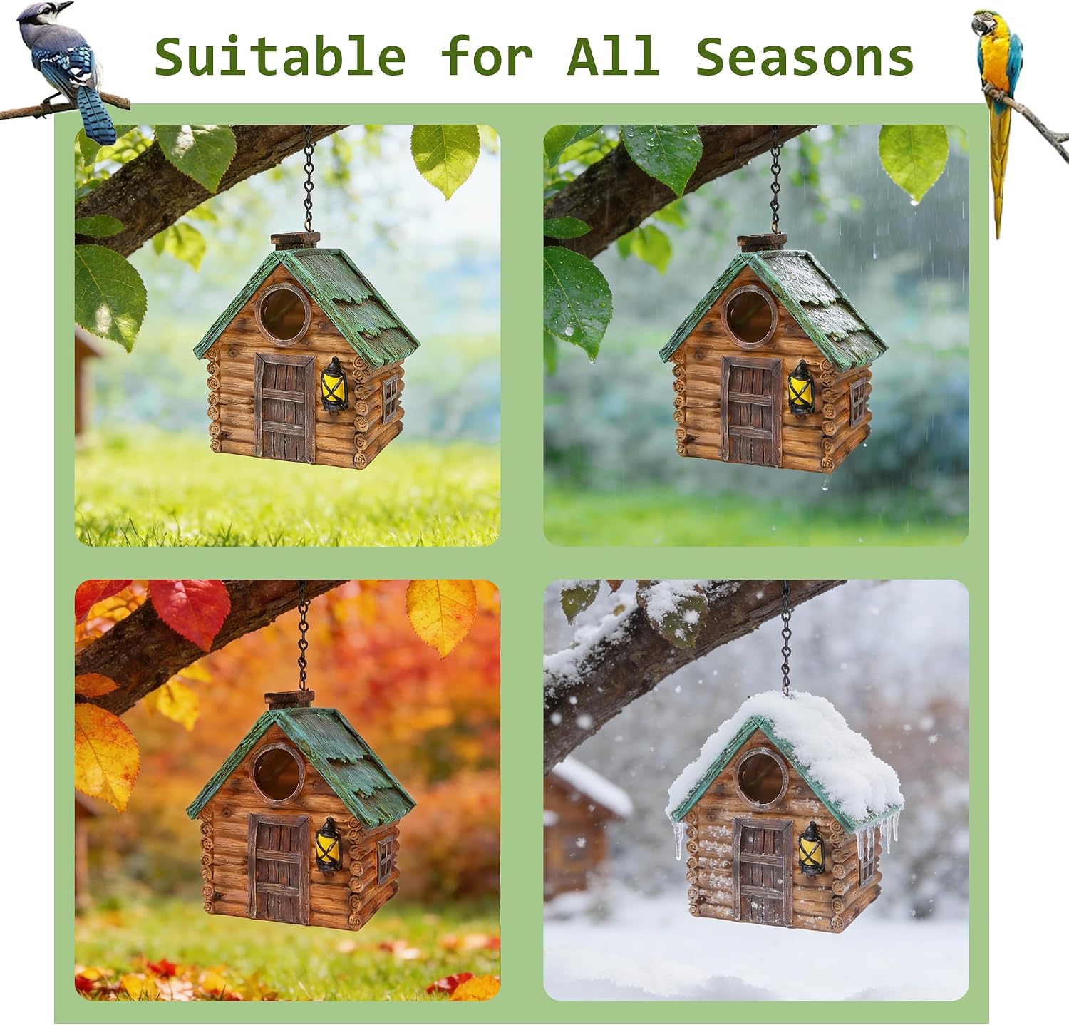 Detalle de Attivolife Real Wood-Look Resin Bird House for Garden