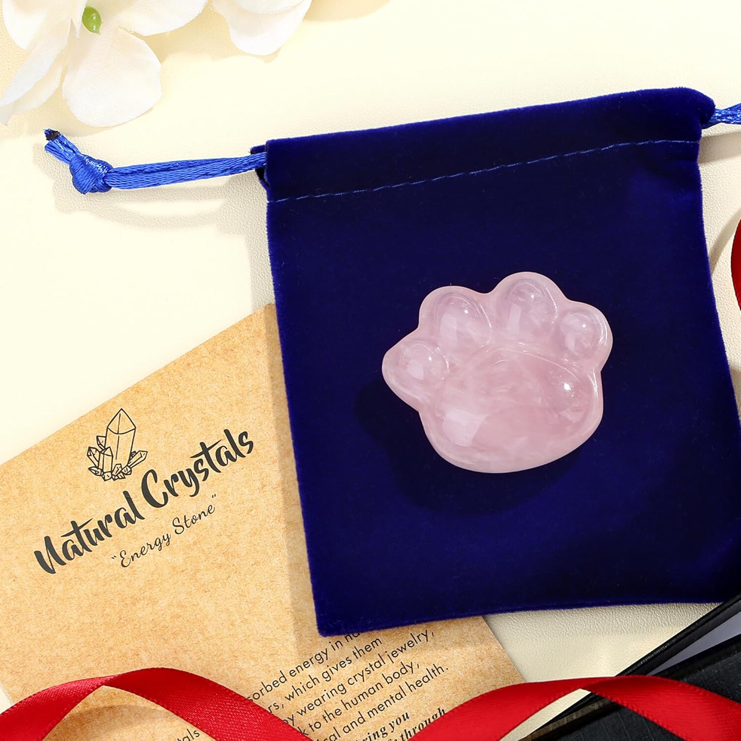 Thumbnail 2 de MAIBAOTA Pink Cat Paw Rose Quartz Worry Stone