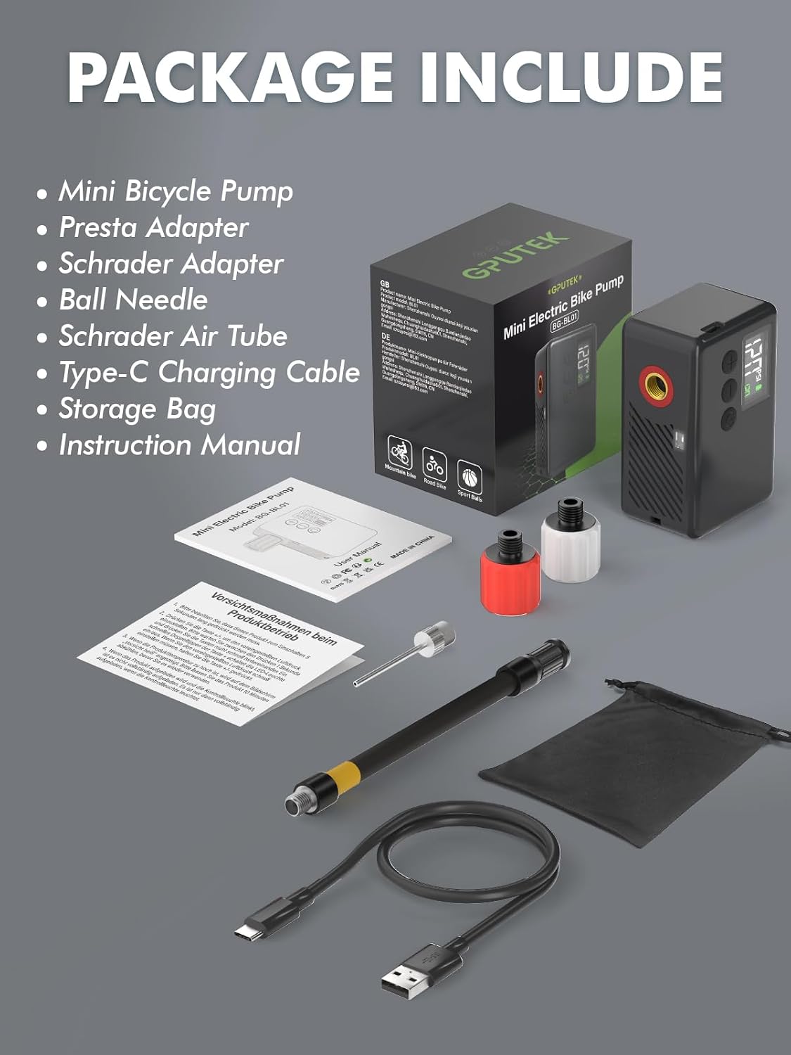 Thumbnail 6 de GPUTEK Mini Electric Bike Pump 120 PSI