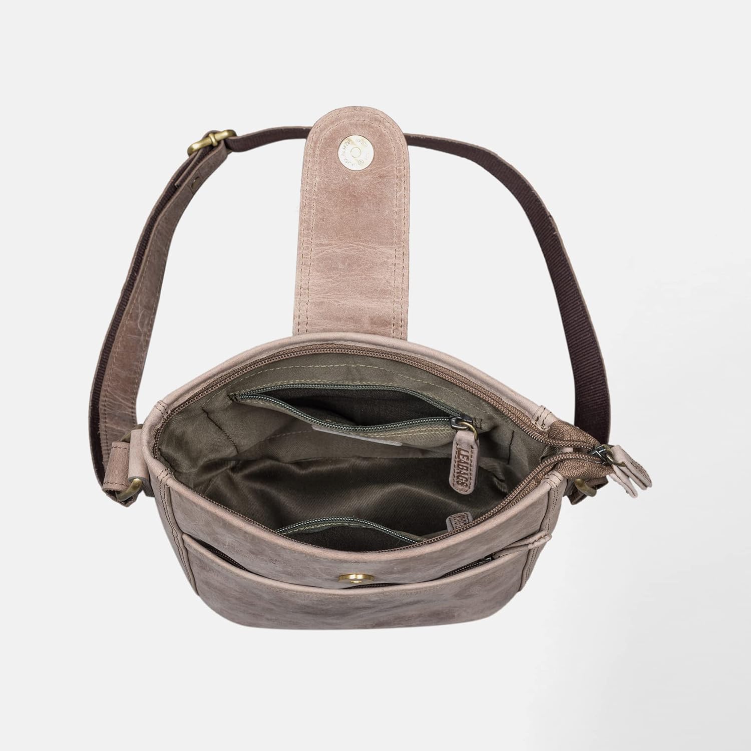 Thumbnail 4 de LEABAGS Leder Handtasche Damen „Athens“ – Premium Echtleder Umhängetasche für Arbeit, Uni, Schule