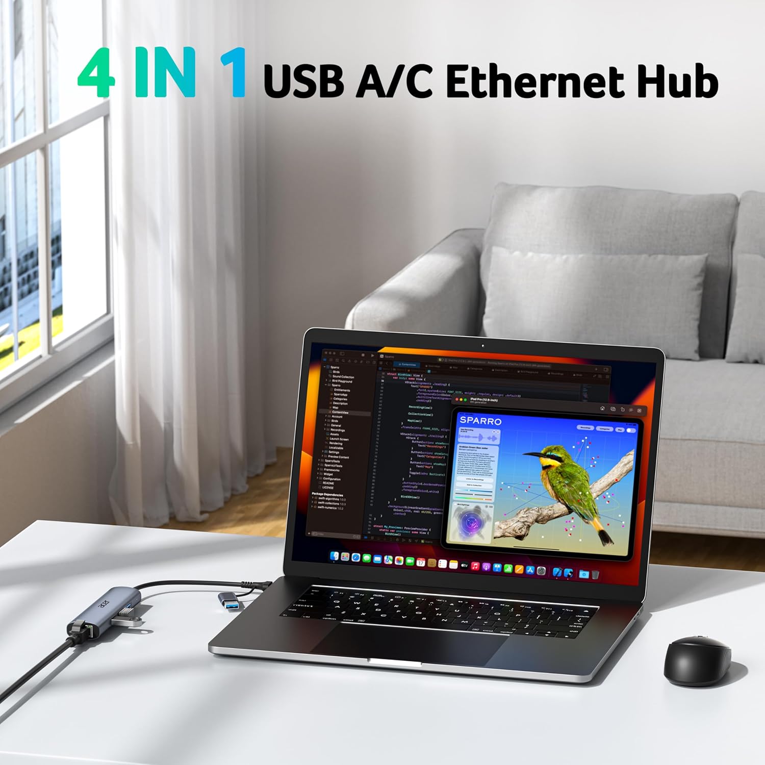 Thumbnail 1 de Acer USB-C Ethernet Adapter & USB Hub with 3x USB 3.0 Ports and 1Gbps RJ45