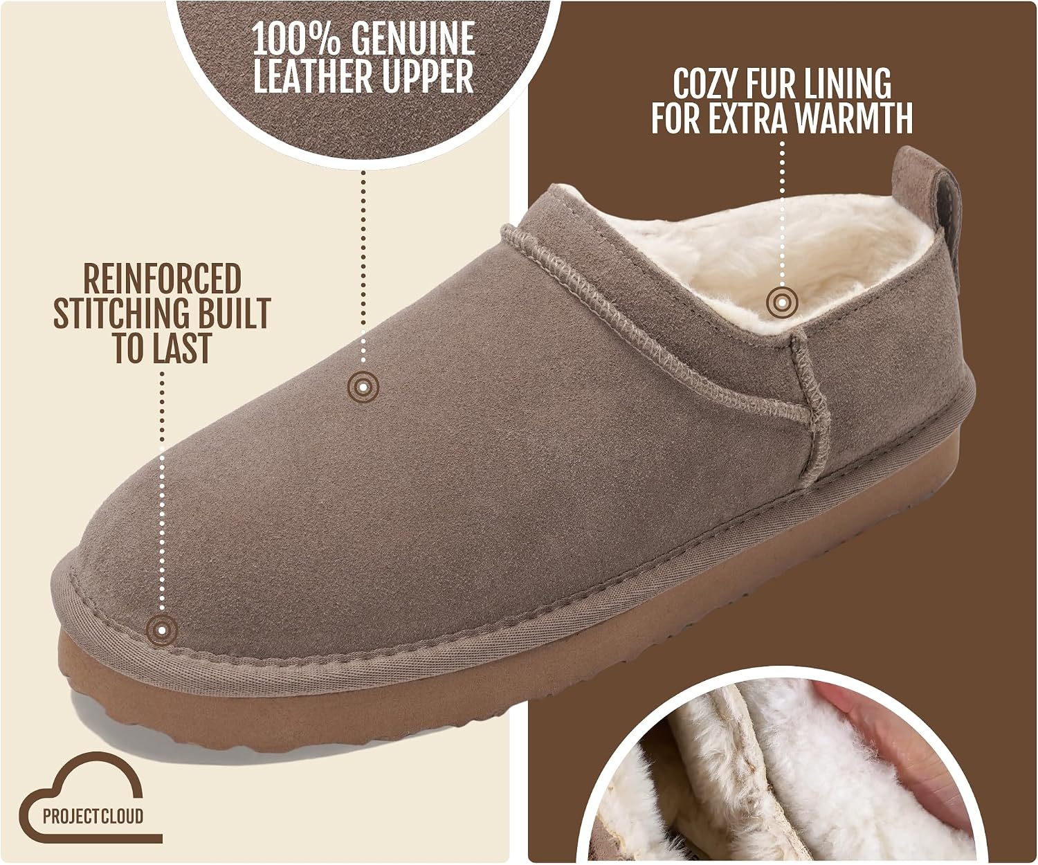 Detalle de Project Cloud HIPSTER Women's Micro Boots, Genuine Leather and Shearling Lining