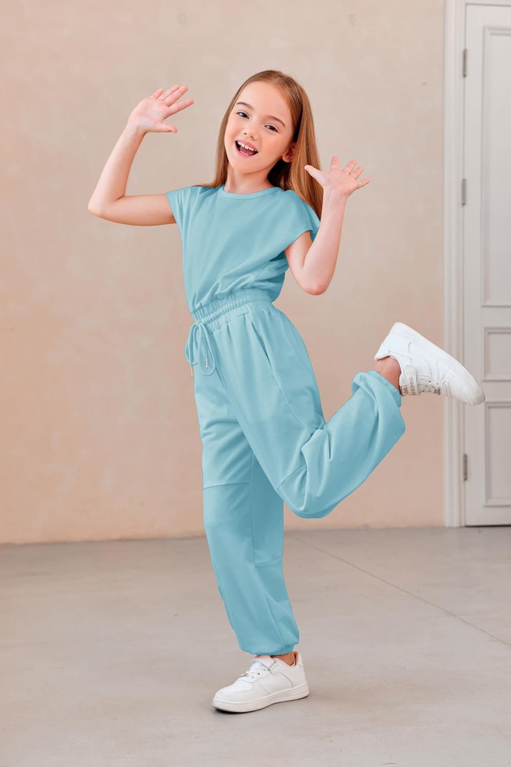 Thumbnail 4 de Haloumoning Kids Girl Jumpsuit – summer short-sleeve overalls with elastic waist