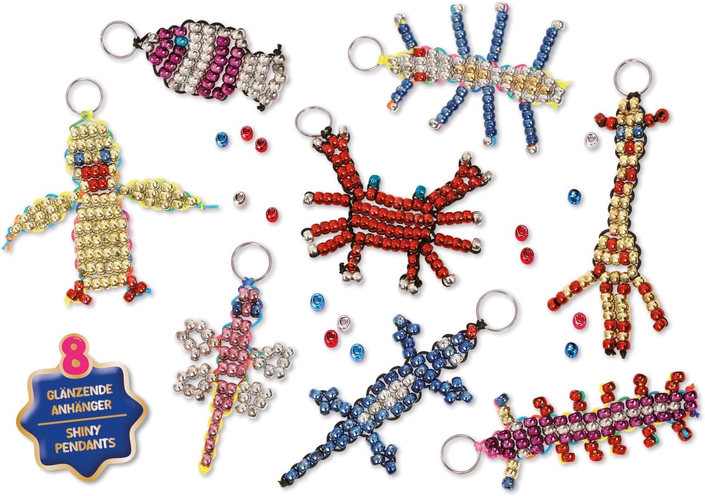 Thumbnail 1 de LENA 42690 Kit d'artisanat: 8 mascottes et 8 porte-clés avec 740 perles XXL