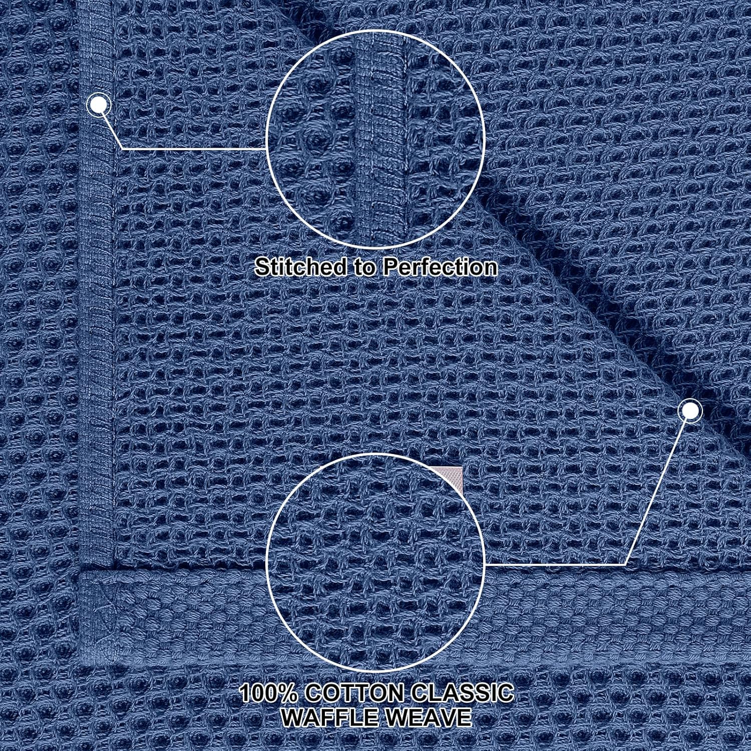 Detalle de Homaxy 100% Cotton Kitchen Towels and Dishcloths Set, 8-Piece (12x12 and 13x28 Inches) in Navy Blue