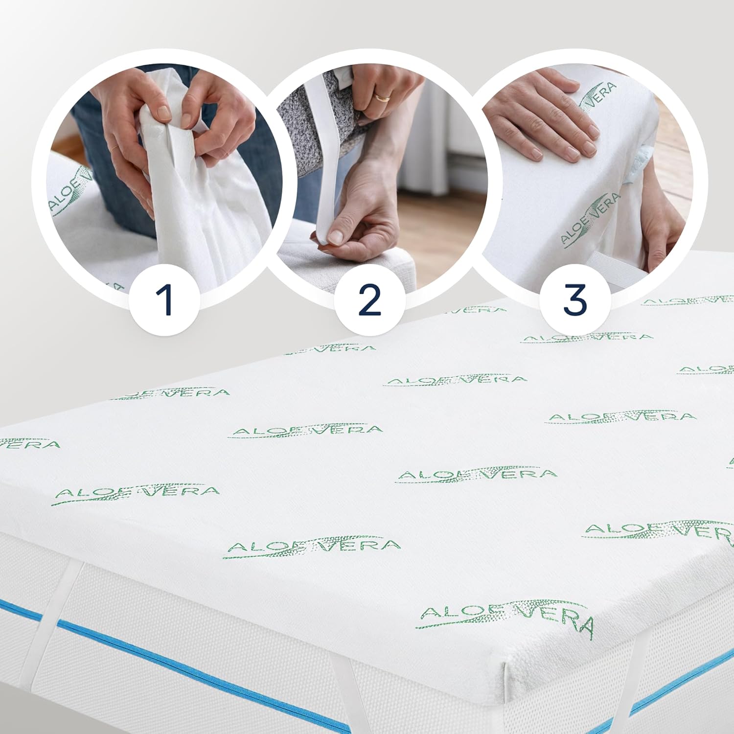 Detalle de Dailydream Topper matrimoniale 160x200 cm memory foam – Edition Aloe Vera, 5 cm di confort superiore