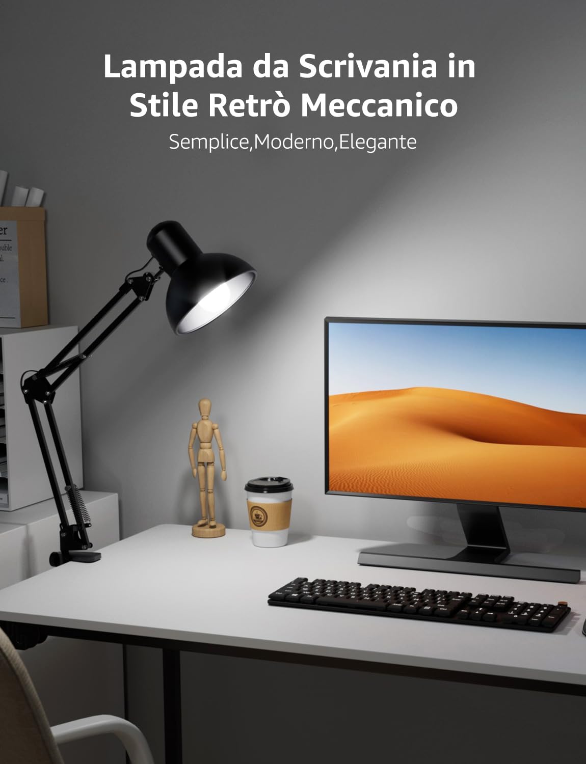 Detalle de Lepro Lampada da Scrivania LED clip flessibile con attacco E27