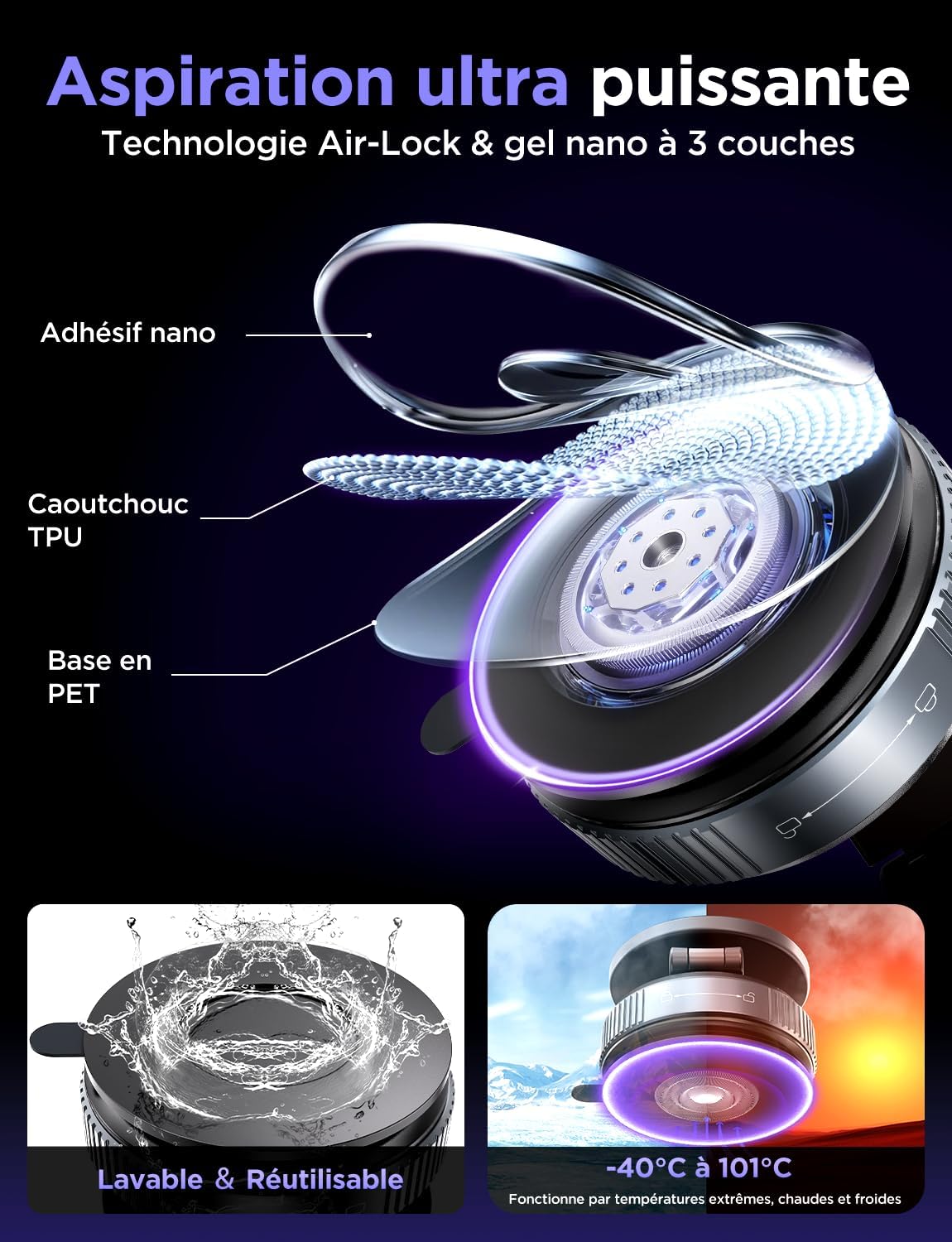 Thumbnail 2 de MSXTTLY Vmag-S2 Support voiture magnétique 360°