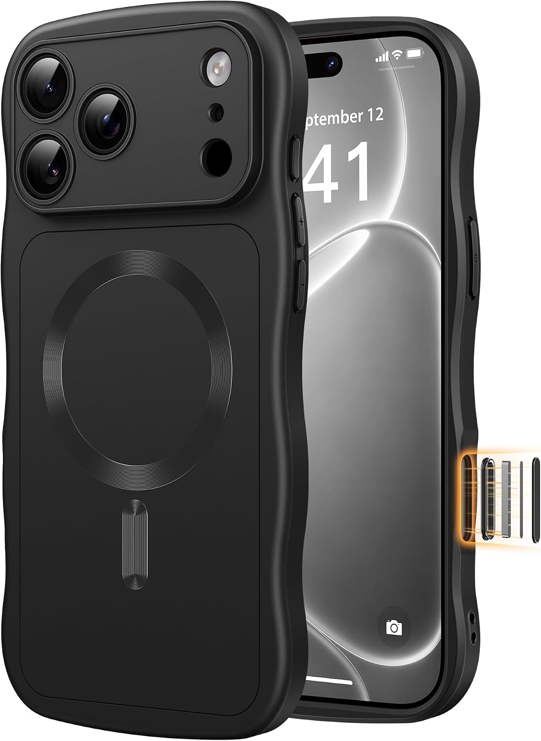 Detalle de CAPRARO TPUWAVE Magnetic Case for iPhone 17/18 Pro Max, Camera Protection