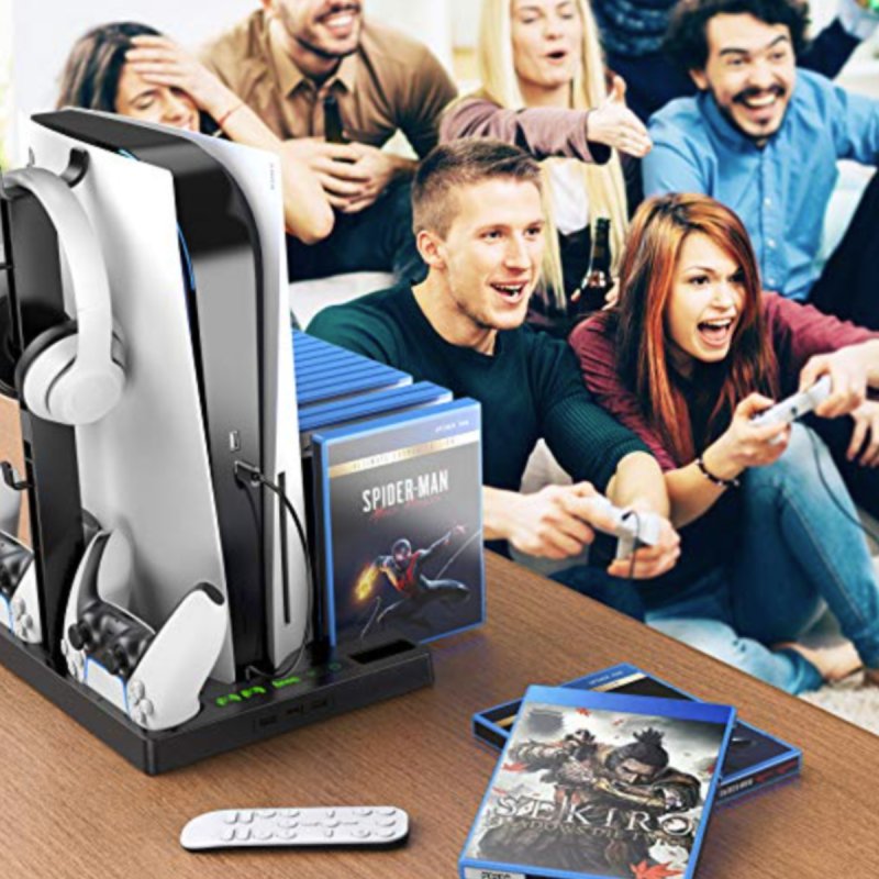 Detalle 2 de Klack Base de Refrigeración para PS5 con Soporte para Auriculares, Cargador y Organizador