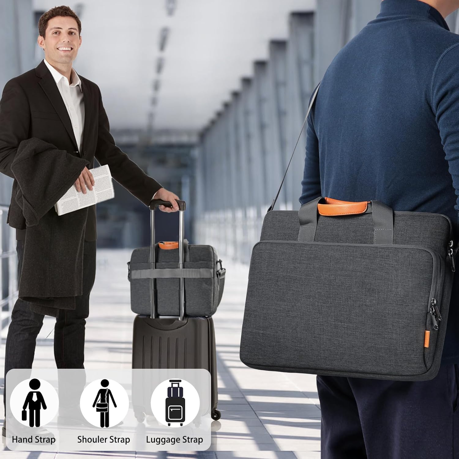 Thumbnail 1 de bagasin 15.6–17.3 inch laptop shoulder bag (air-cushion edges, water-repellent toploader)