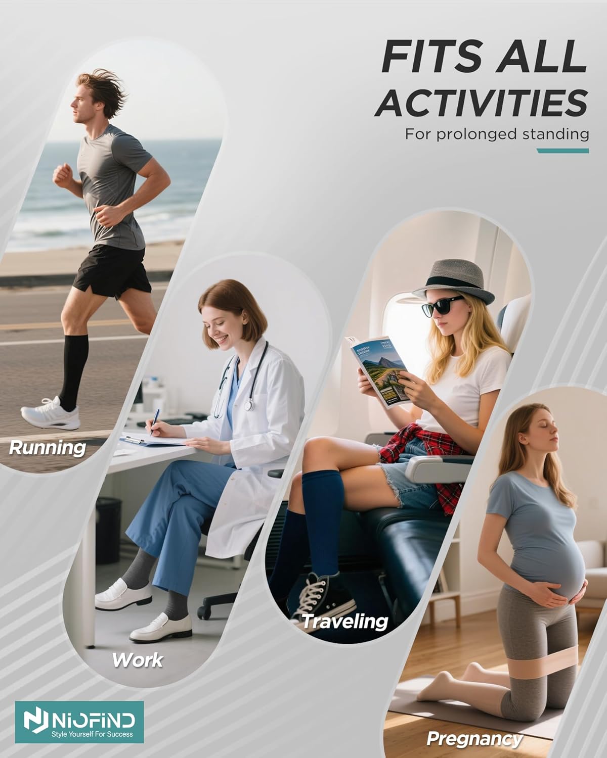 Thumbnail 6 de Niofind 15–20 mmHg Compression Socks (Knee High) for Women & Men
