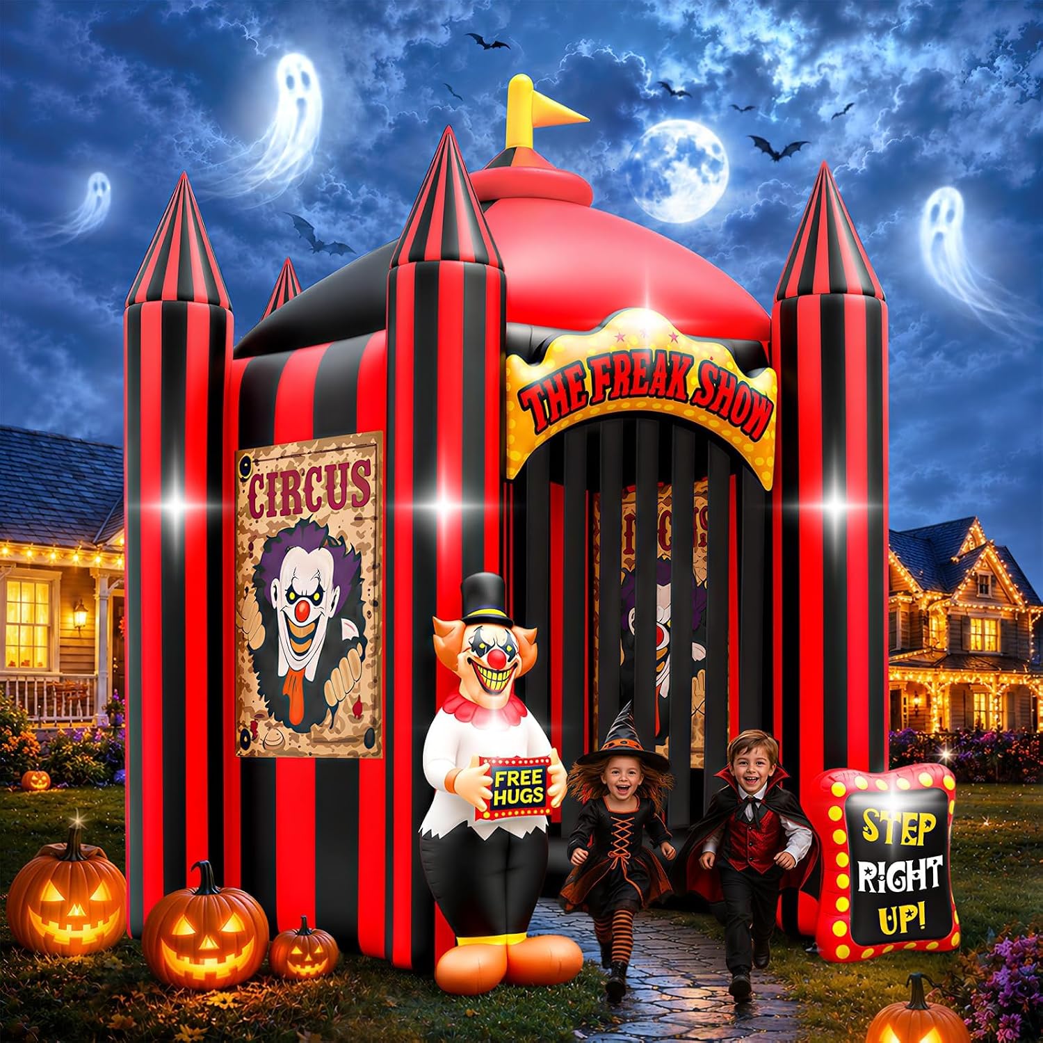Detalle de Kalolary 12FT Halloween Clown Arch Inflatable with Walk-Through Tunnel