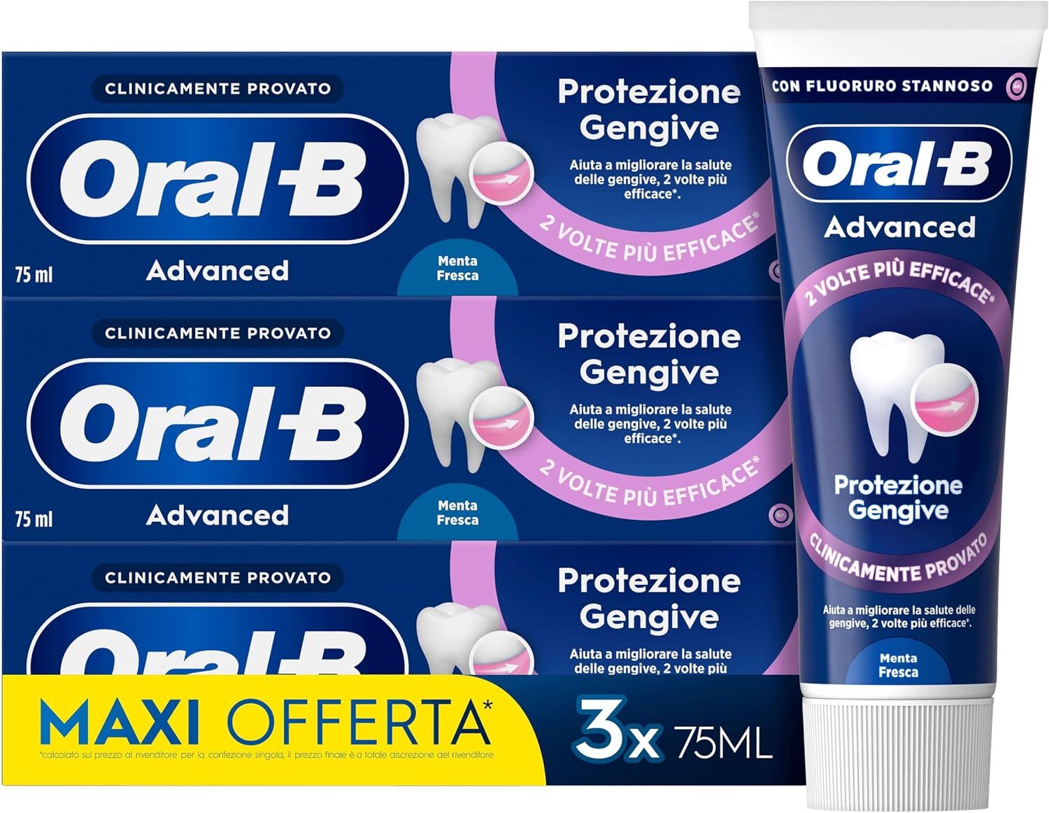 Oral-B Dentifricio Advanced Protezione Gengive 3x75ml – cura avanzata per gengive infiammate