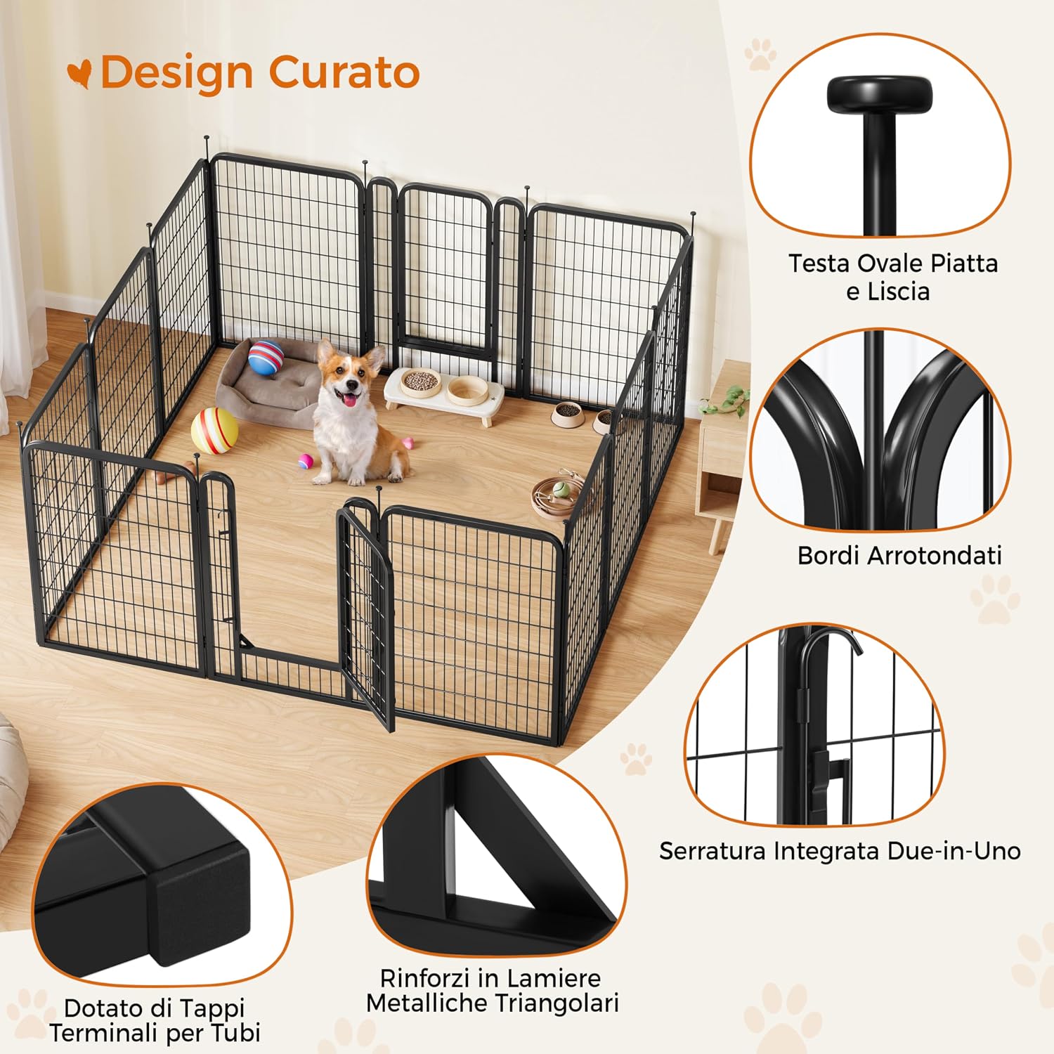 Detalle de Yaheetech Recinto per Cani e Animali - 8 Pannelli, 100,5 cm, Pieghevole e Portatile