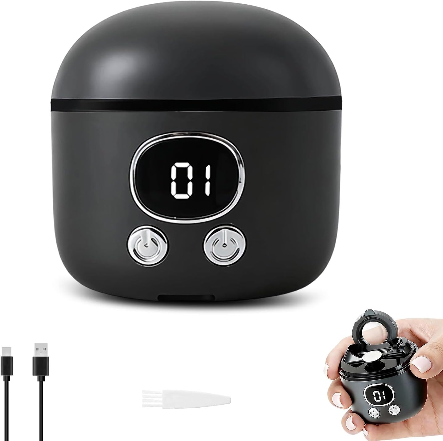 Detalle de OneNine Electric Nail Clippers Magnifying Glass 3-in-1 with LED Light