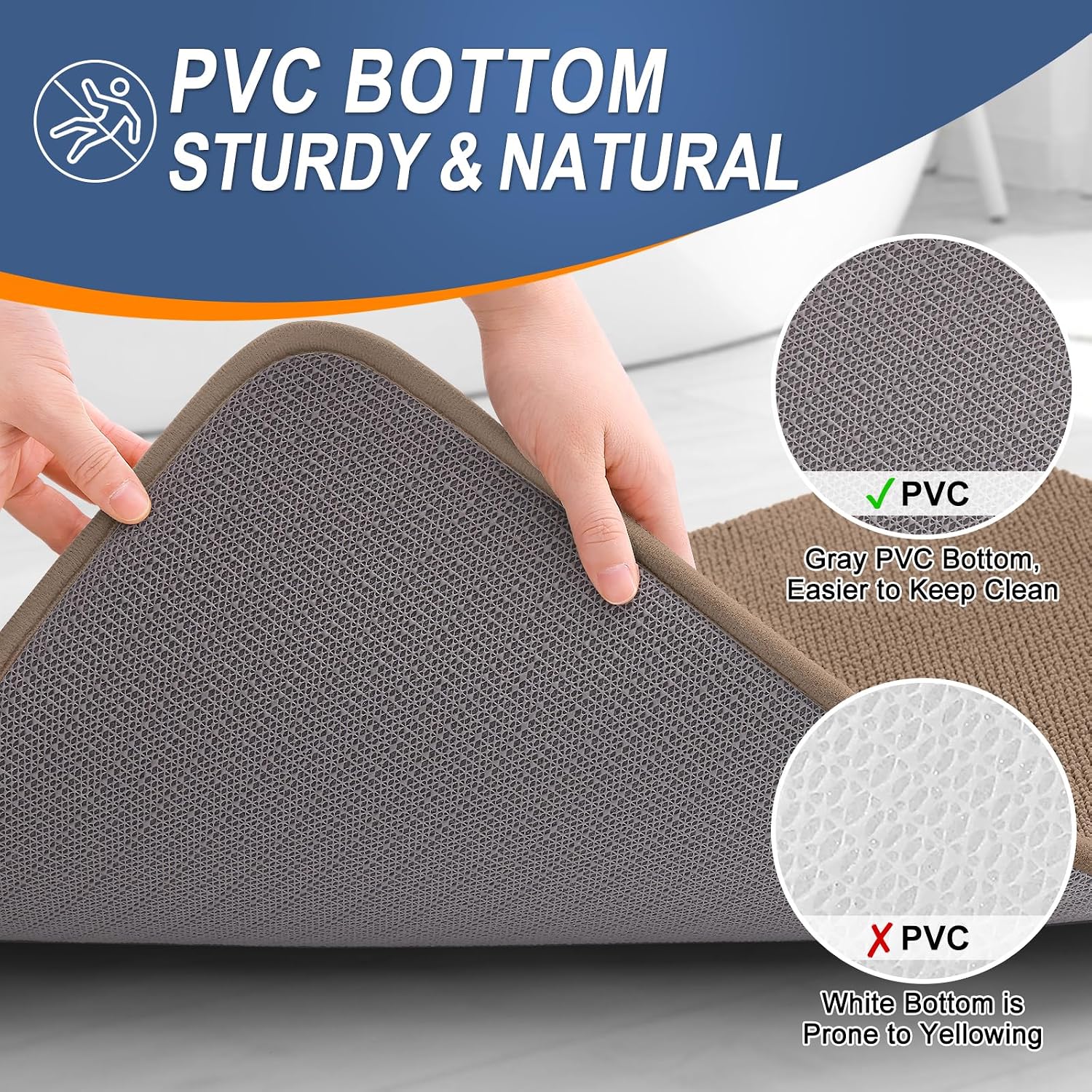 Thumbnail 3 de OLANLY 59 x 20-Inch Memory Foam Bathroom Runner, Mocha, Quick-Dry