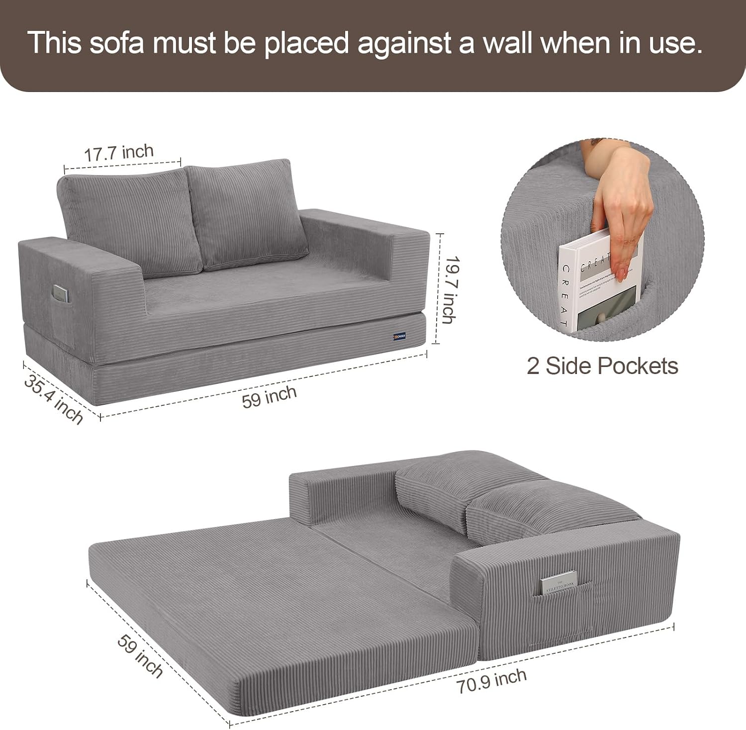 Thumbnail 1 de COMAX 4-in-1 Futon Sofa Bed: Space-Saving Convertible Couch for Small Living Spaces