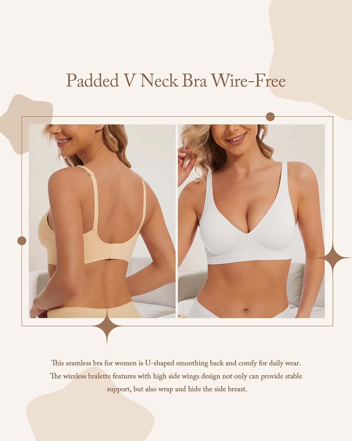 Detalle 2 de BOUFOR Deep V Bra Low Cut Sexy Push Up Bralette