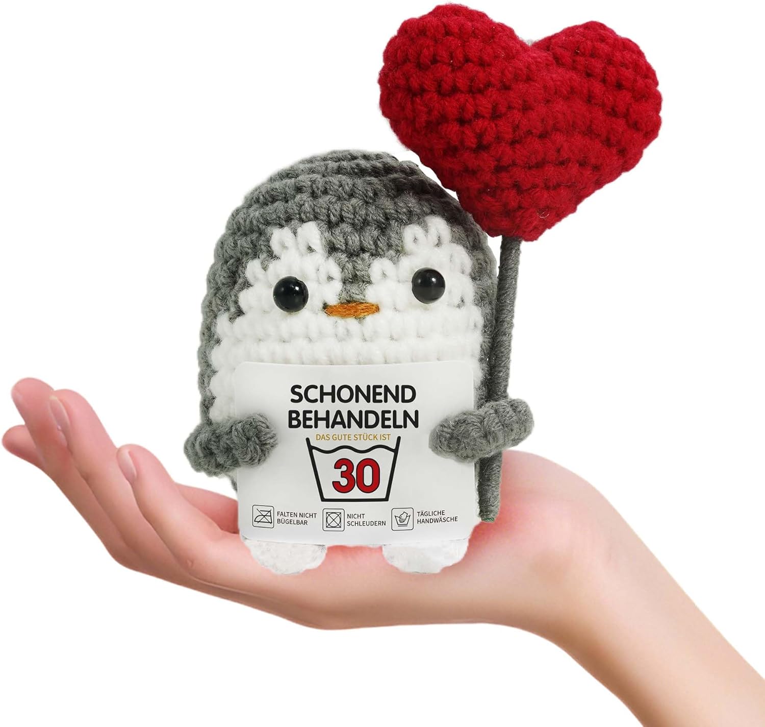Detalle de ZIENZENGYA 30 Geburtstagsgeschenk – gestrickter Pinguin mit Grußkarte und Edelstahl-Anhänger