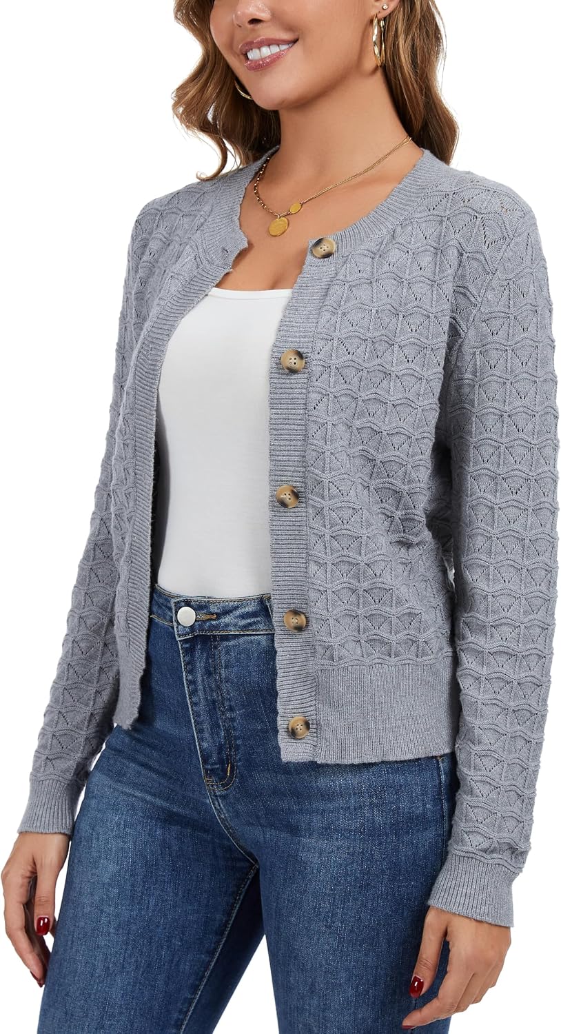 Thumbnail 5 de Enjyam Damen Strickjacke Elegant Langarm Bolero