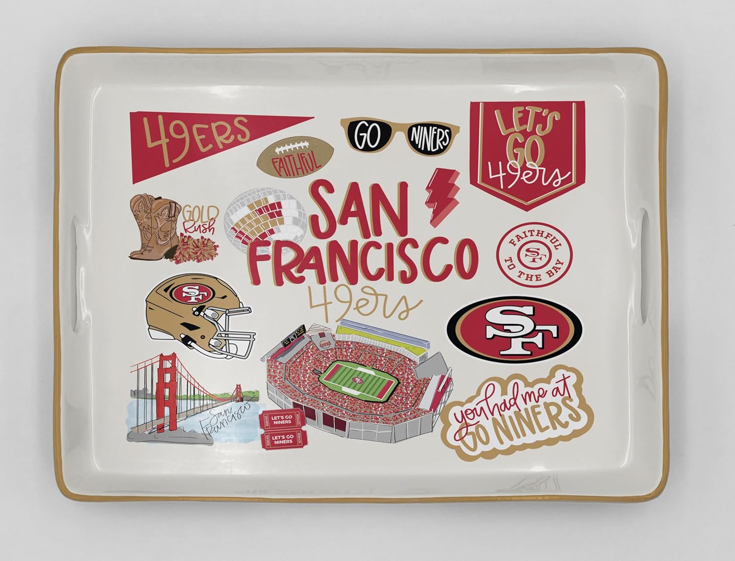 Detalle de Proformance Home NFL Loco Fan Large Serving Tray with Handles