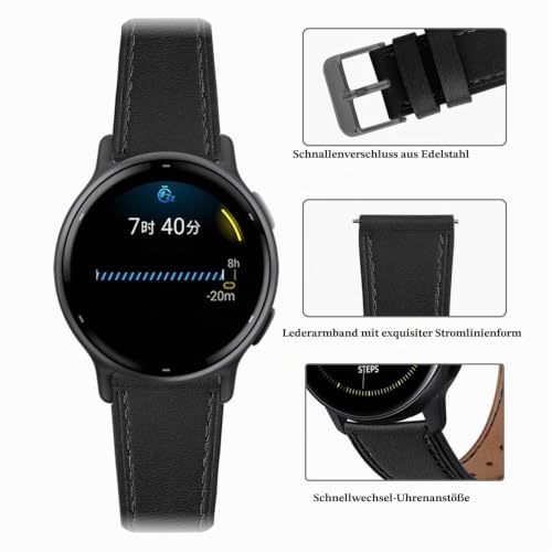 Thumbnail 1 de NEMUALL Lederarmband 20 mm für Garmin Vivoactive 5/6, Venu 2 Plus Sq – Ersatzband