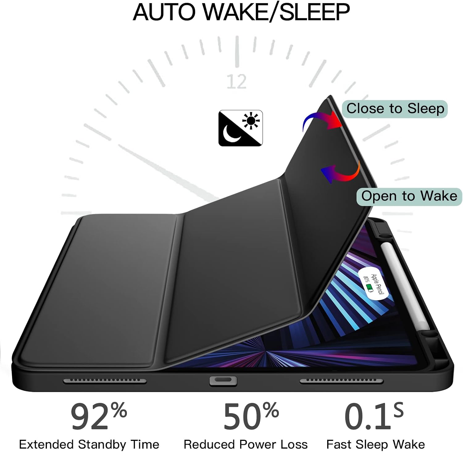 Detalle de Vobafe Case for iPad Pro 12.9 (6th/5th/4th/3rd gen) — TPU flexible cover with Pencil holder & Auto Wake/Sleep