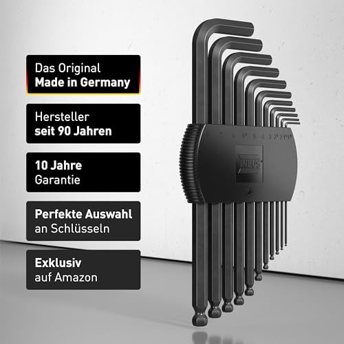 Thumbnail 1 de INBUS Winkelschraubendreher Set 11tlg – 1,27–8 mm mit Kugelkopf, SpaceBlack, Made in Germany