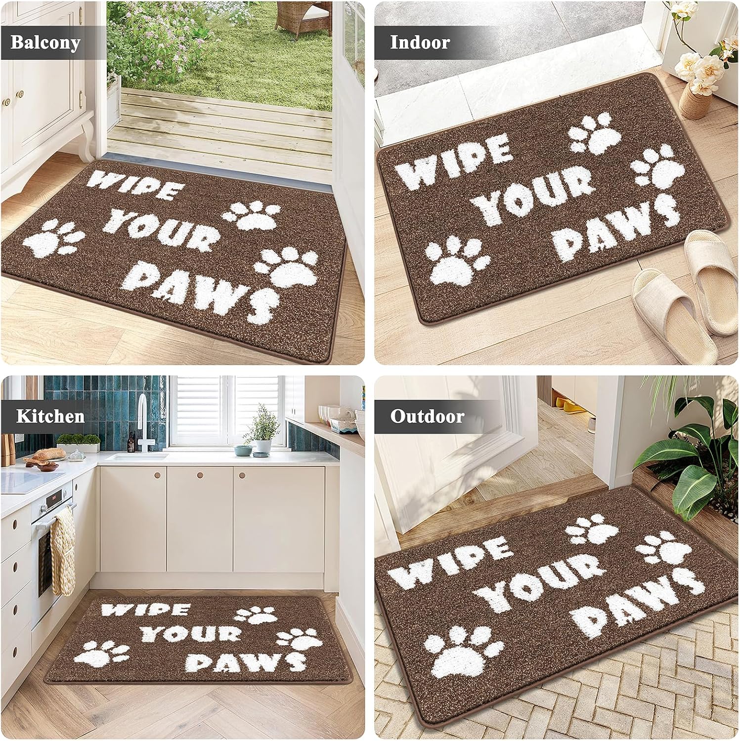 Detalle de Enyhom Large Dirt Trapper Door Mats Indoor 80 x 120 cm – Non-slip, highly absorbent front door mat (Brown)