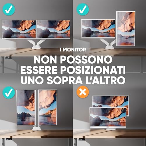 Thumbnail 5 de ONKRON G160-BW Braccio Monitor Doppio per Scrivania 13"-32", 2×10 kg, VESA 75x75/100x100, Bianco - Installazione edge o foro